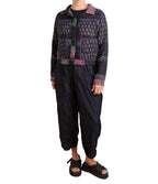 Mieko Mintz Vintage Cotton Grey Clamp Tie Dye Kantha Trucker Jacket