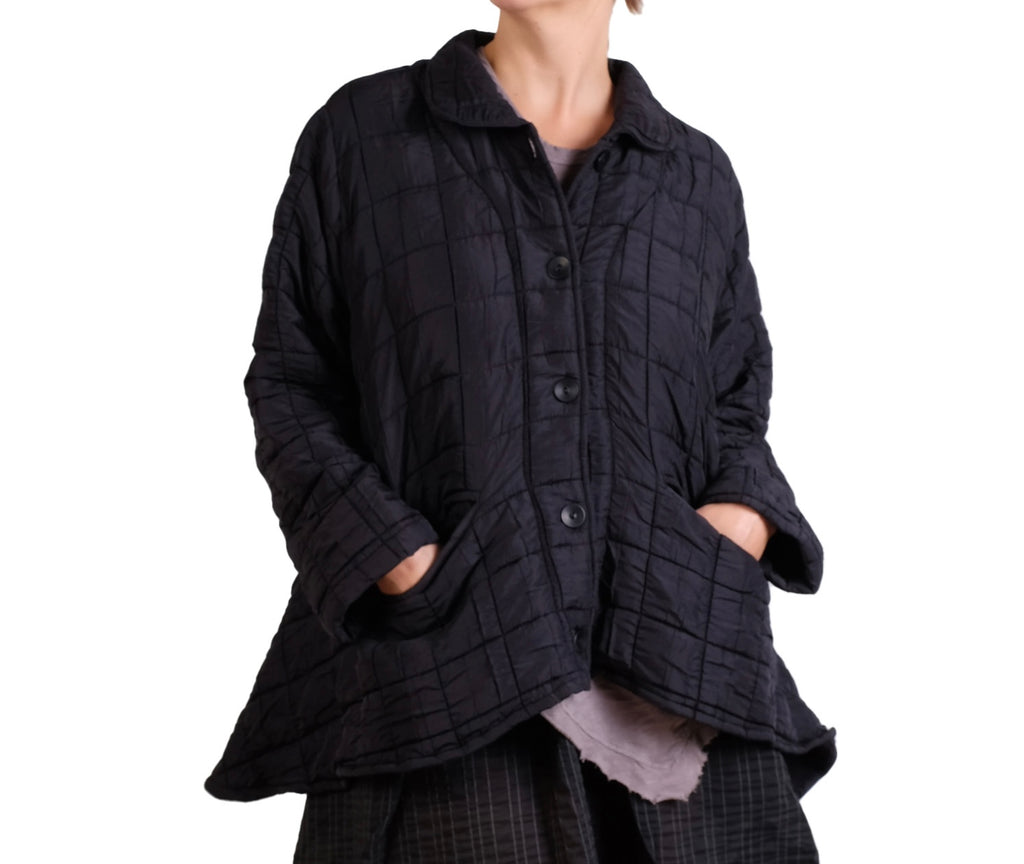 Dress To Kill Black Quilt Peter Pan Swing Jacket