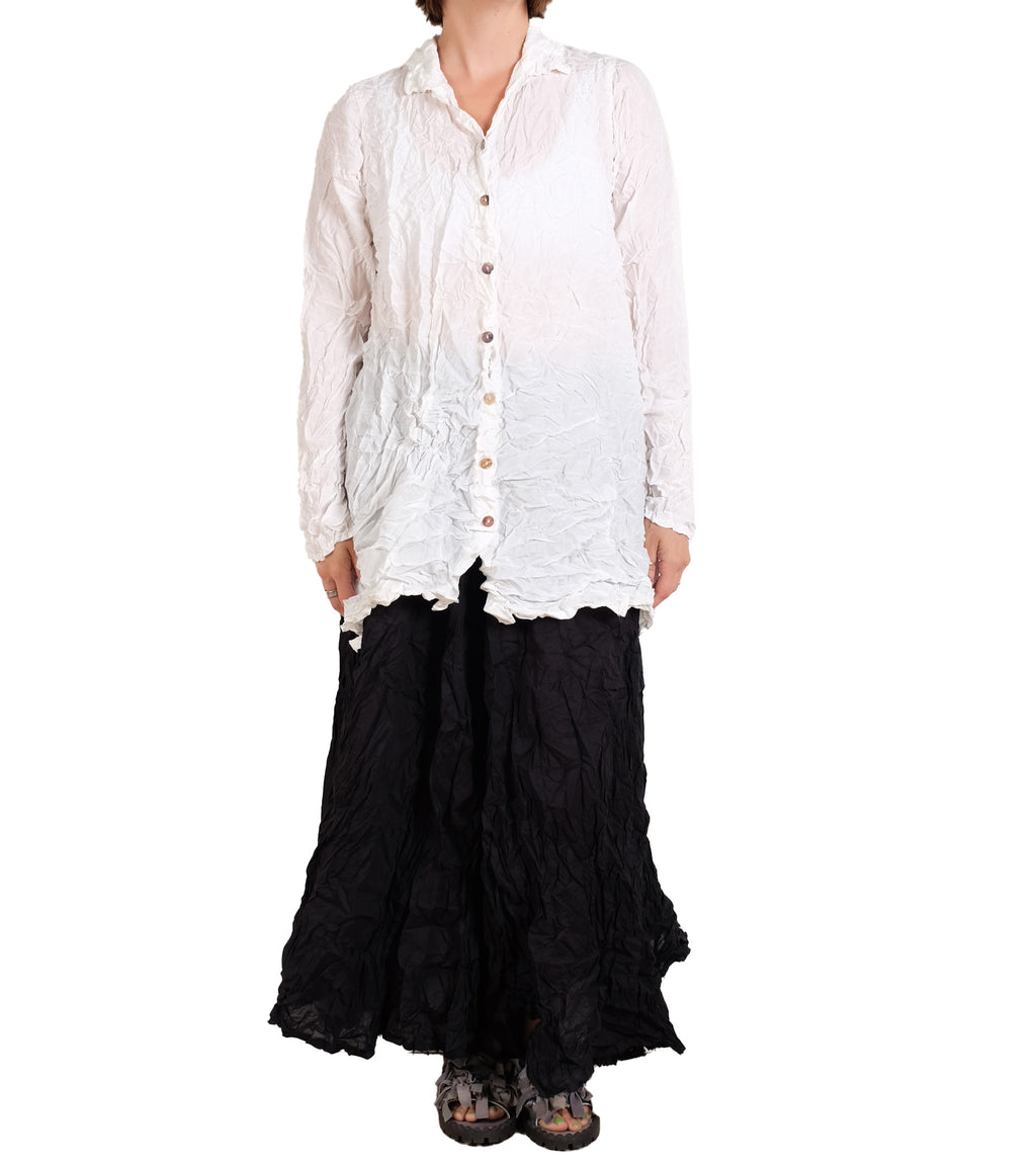 Privatsachen WerkKnitt Crinkle Silk Blouse in White