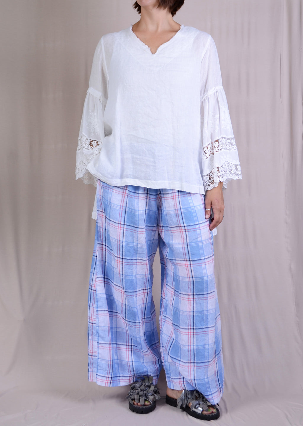 Krista Larson Agnes Pants in Plaid Linen