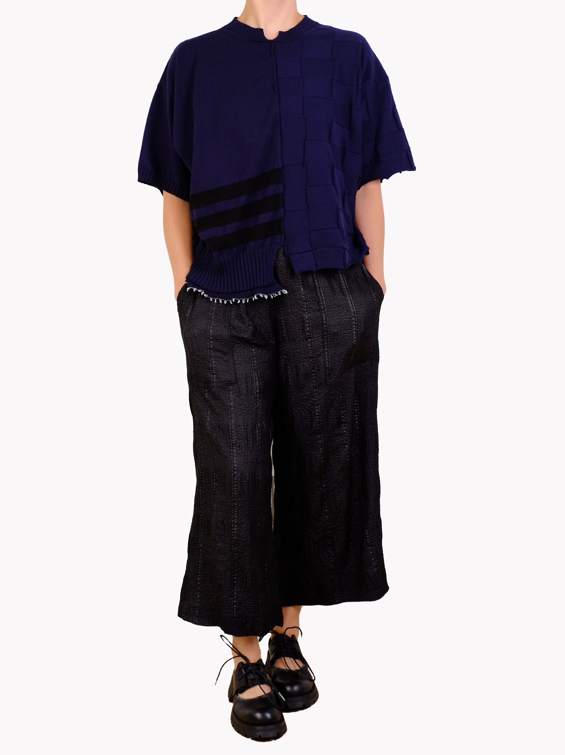 Serienumerica Asymmetric Sweater in BlackBlue