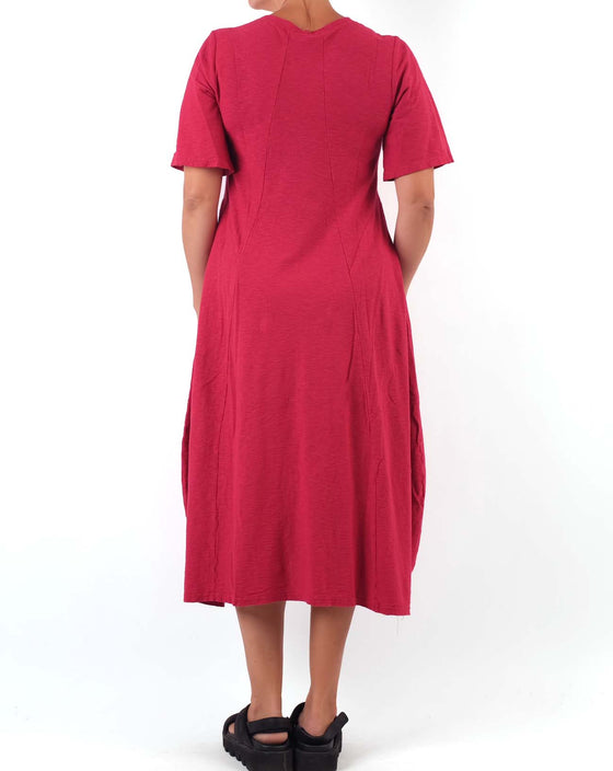 Cutloose Seamed Midi Dress in Cardinal