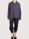 Dress To Kill Navy Plaid Crush Mock Boxy Cowl