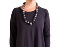 Mieko Mintz Vintage Silk Kantha Small Nuts Medium Necklace in Black/Cream/White