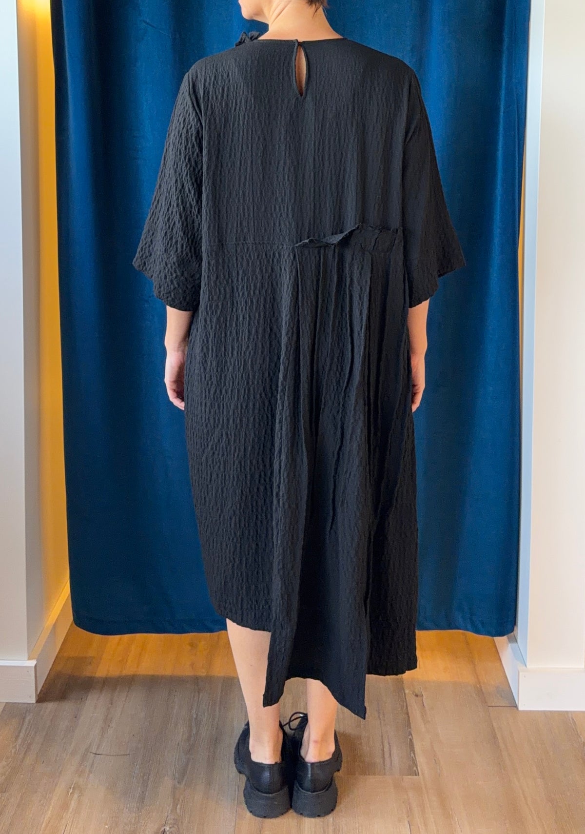 Gershon Bram Black Dress with Ruffle