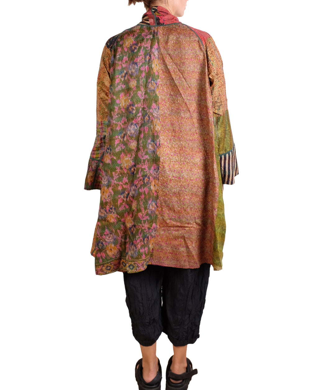 Mieko Mintz Vintage Silk Kantha Kimono Long Jacket