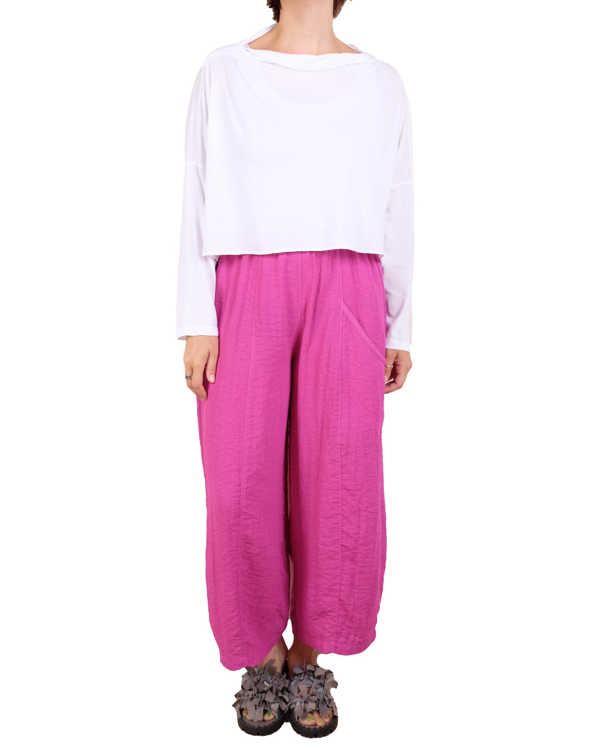 Gerties Drape Neck Tee in Chalk