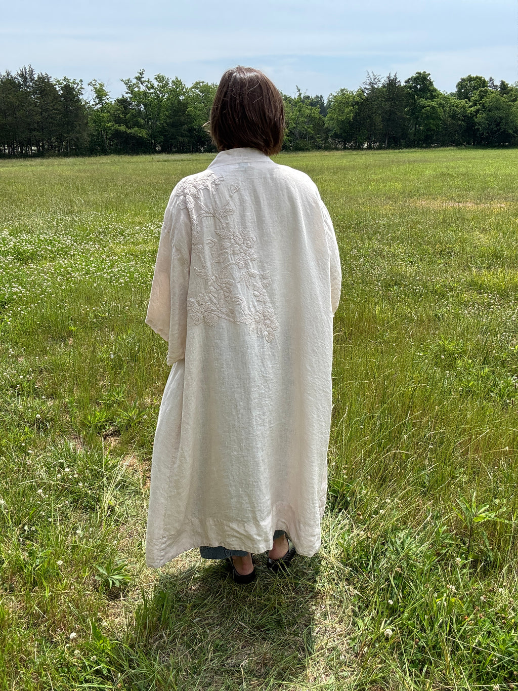 Krista Larson Linen Kimono In Alabaster