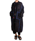 Mieko Mintz Vintage Cotton Grey Clamp Tie Dye Kantha New Oversized Coat