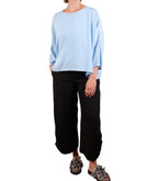 Cutloose Crinkle Check Crop Top in Bellflower