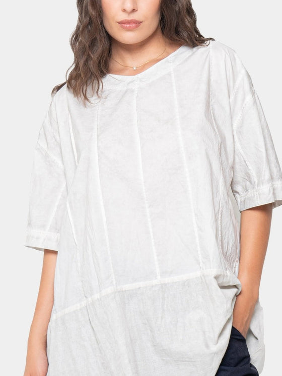 Baci Ribbed Mixed Material Tunic in Ice