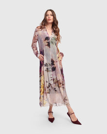  Alembika 3/4 Sleeve Cream Floral Dress