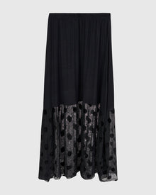  Alembika Black Knit Skirt with Polka Dot Mesh
