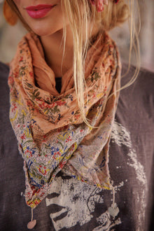  Magnolia Pearl Agathe French Floral Scarf in Sunfaded Azalea