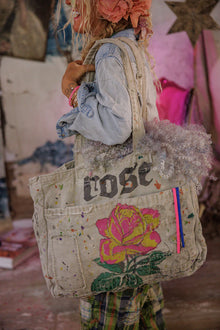  Magnolia Pearl Hand Painted Rose Tote Bag