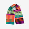 Mosaic Stripe Knit Scarf in Lime Cobalt