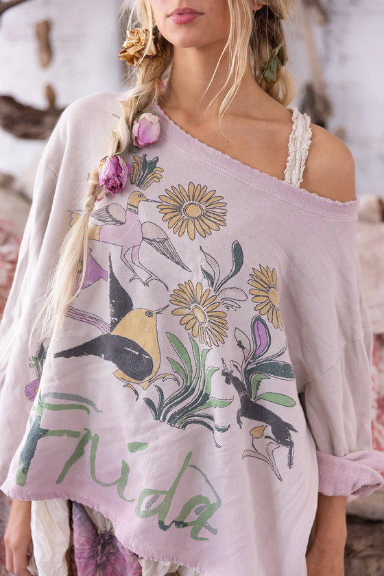 Magnolia Pearl Flight Flowers Frida Nago Sweatshirt in Azalea Dip Dye