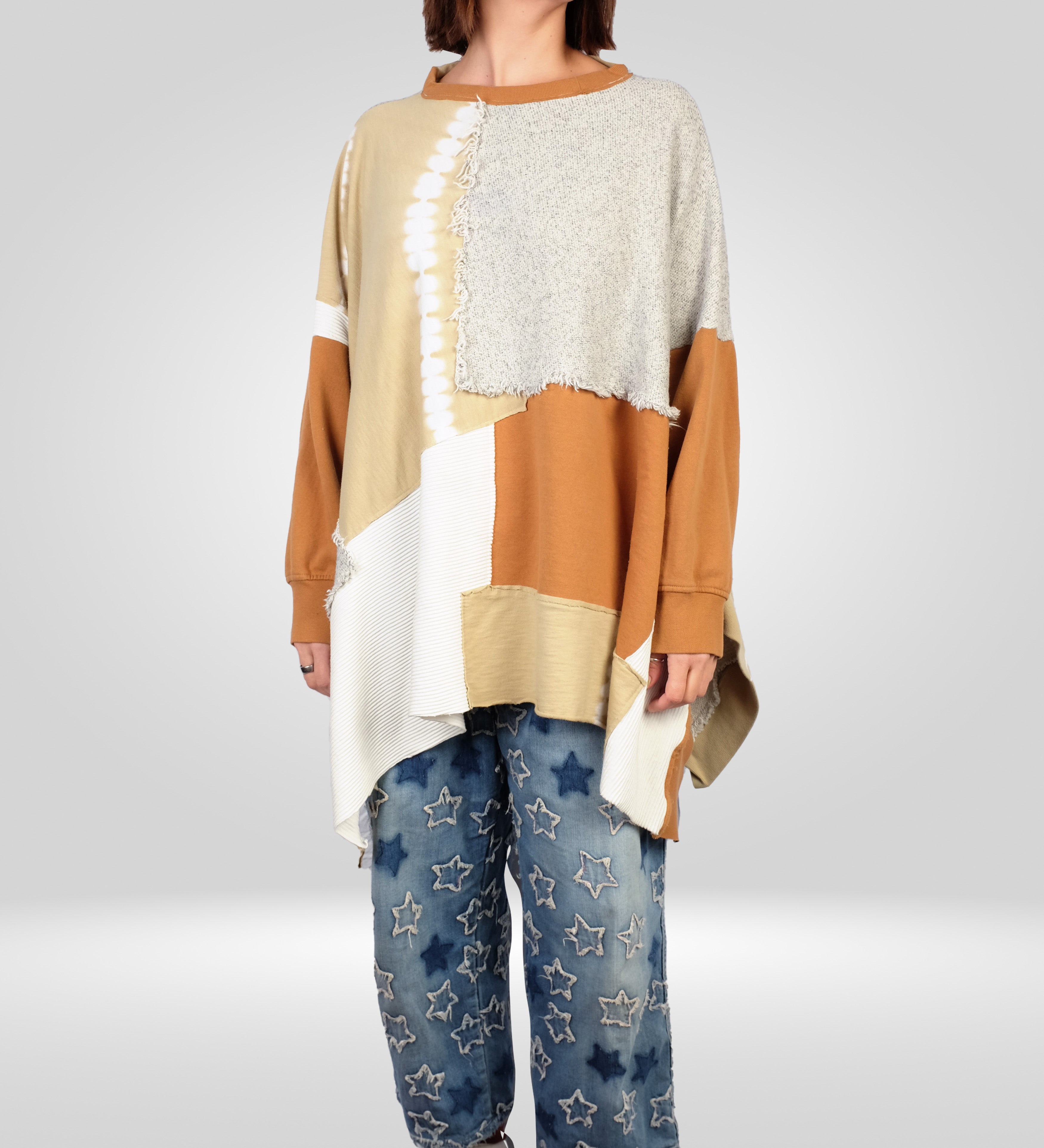 KQ Patch Sweater in Rust/Cream