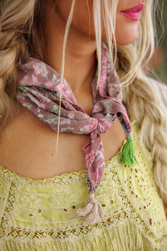 Magnolia Pearl Tassel Handkerchief in Chocolate Poppy