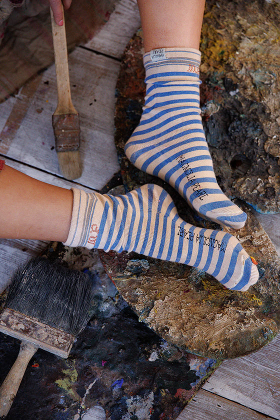 Magnolia Pearl French Stripe MP Socks in Big Top Blue