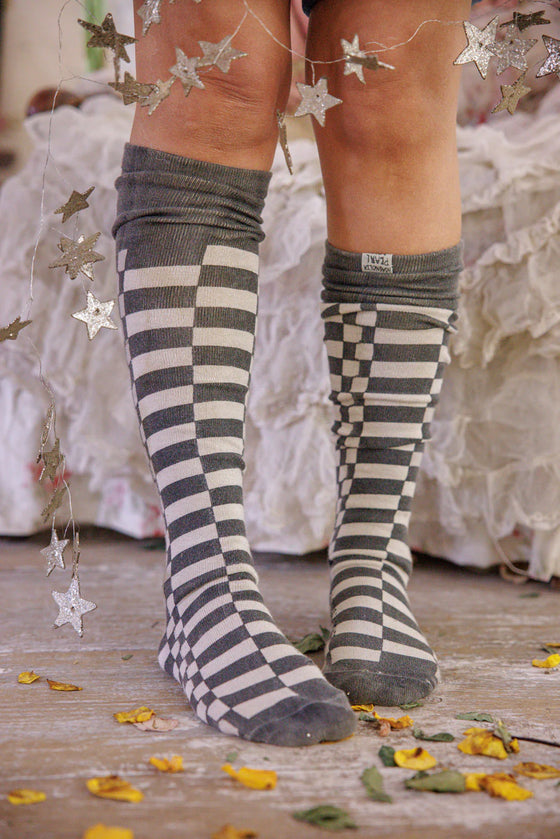 Magnolia Pearl Check Over the Knee Socks