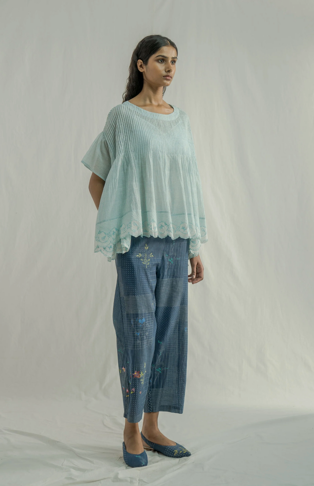 EKA Blue Smocked Top