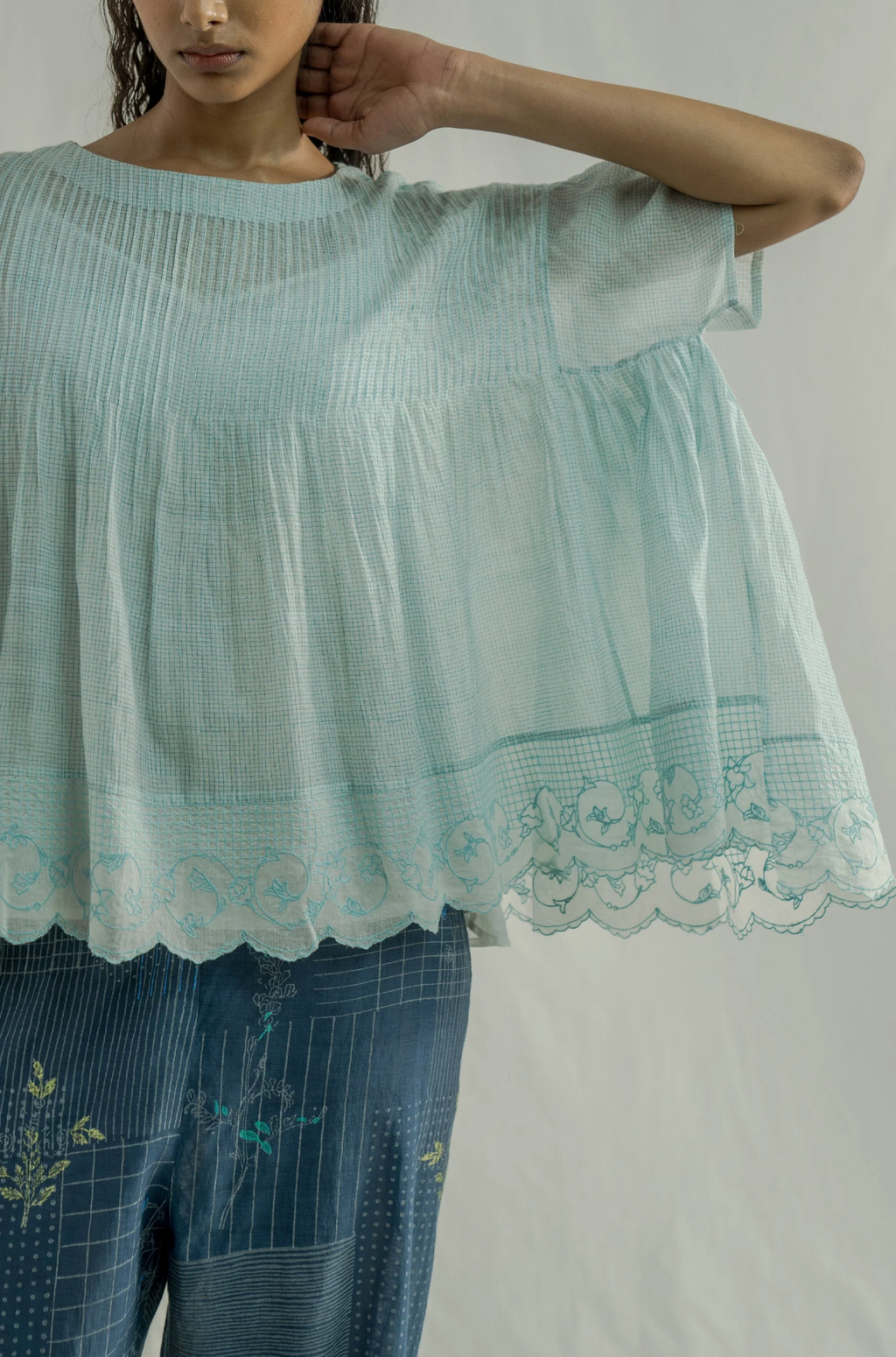 EKA Blue Smocked Top