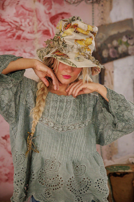 Magnolia Pearl Crochet Jodi Blouse in Seafoam Gray