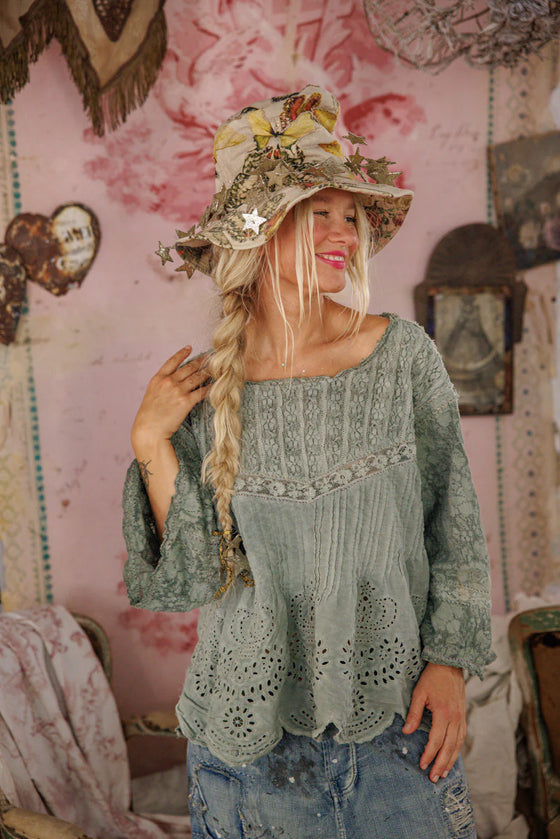 Magnolia Pearl Crochet Jodi Blouse in Seafoam Gray