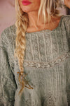 Magnolia Pearl Crochet Jodi Blouse in Seafoam Gray