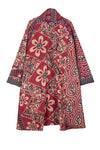 Mieko Mintz Vintage Kantha Kimono Long Jacket Red/Black/Blue