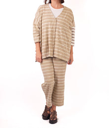  Alembika Tan Striped Cardigan