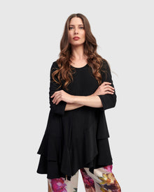  Alembika Black Knit Peplum Top