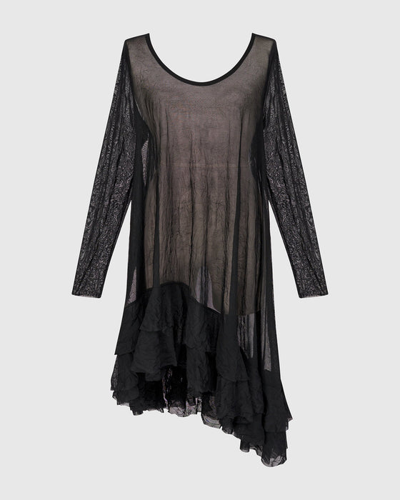 Alembika Black Mesh Long Layer Tunic