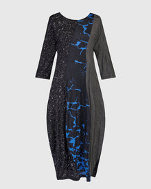 Alembika 3/4 Sleeve Mix Print Dress in Blue