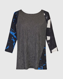  Alembika 3/4 Sleeve Stripe Mix Print Top