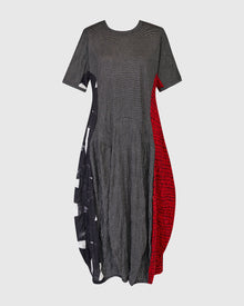  Alembika Short Sleeve Stripe/Mix Dress in Red