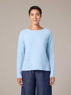 Cutloose Long Sleeve Raw Edge Top in Bellflower