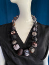Mieko Mintz Vintage Silk Kantha Medium Necklace in Black