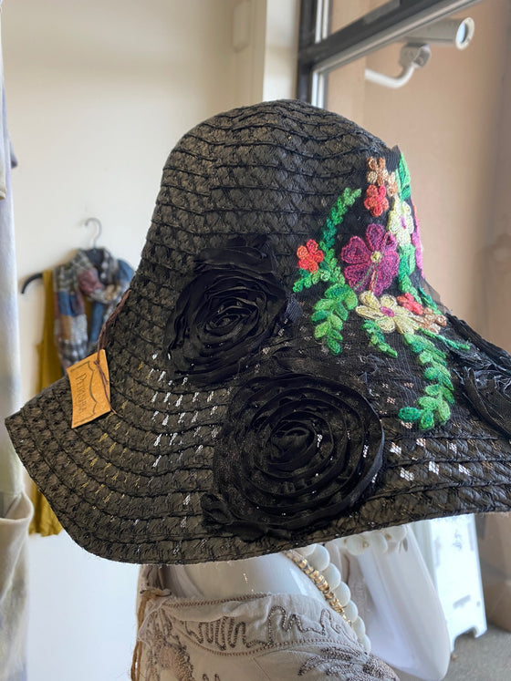 Petrushka Wide Brim Flower Hat