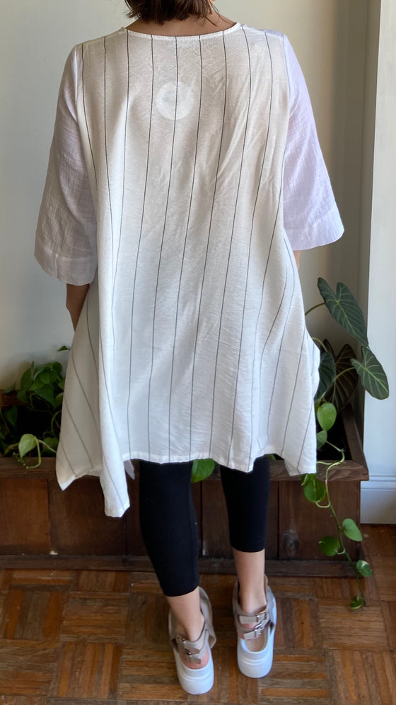 Alembika Linen Shirt with Stripe Back