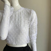 Mesh Wear NYC Long Sleeve Crop Top in White Polka Dot