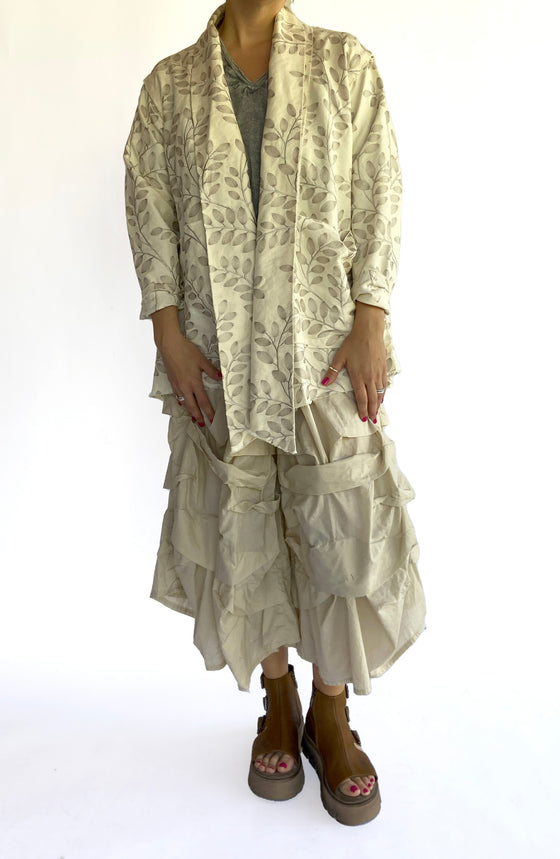 Krista Larson Billowy Cardigan in Oat Leaves Embroidered Cotton