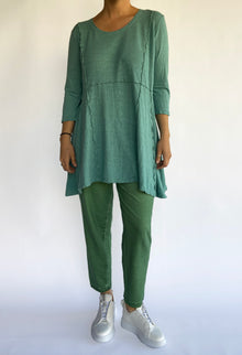  Grizas Teal Linen Knit Tunic