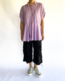  Paper Temples Peplum Short Sleeve Shirt in Lavender