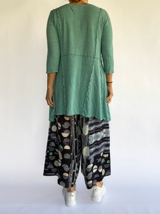 Grizas Teal Linen Knit Tunic